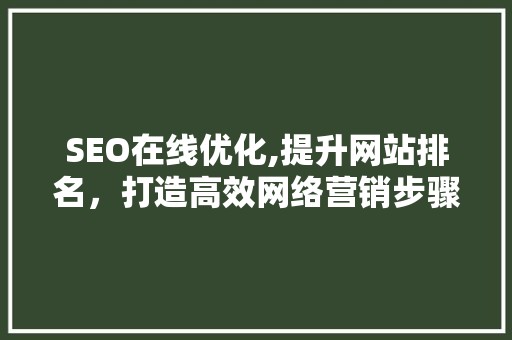 SEO在线优化,提升网站排名，打造高效网络营销步骤
