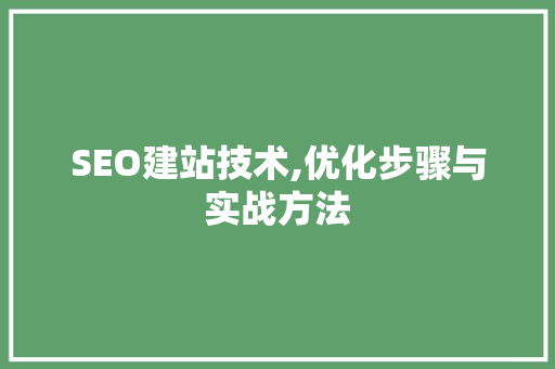 SEO建站技术,优化步骤与实战方法