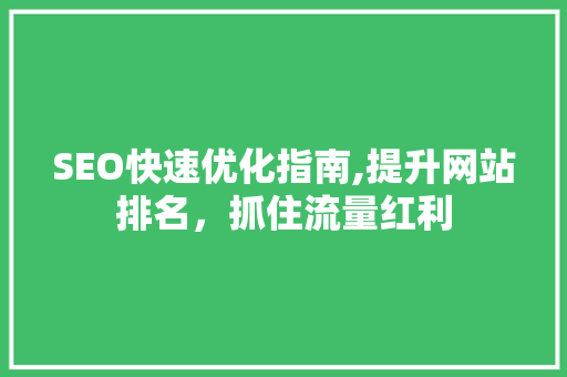 SEO快速优化指南,提升网站排名，抓住流量红利