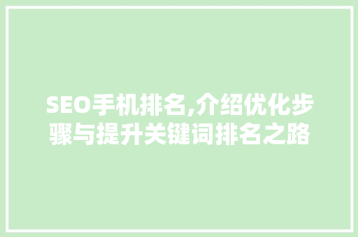 SEO手机排名,介绍优化步骤与提升关键词排名之路