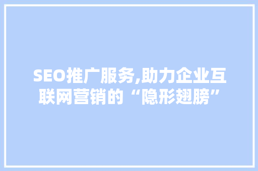SEO推广服务,助力企业互联网营销的“隐形翅膀” 网站开发