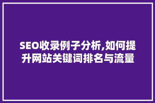 SEO收录例子分析,如何提升网站关键词排名与流量