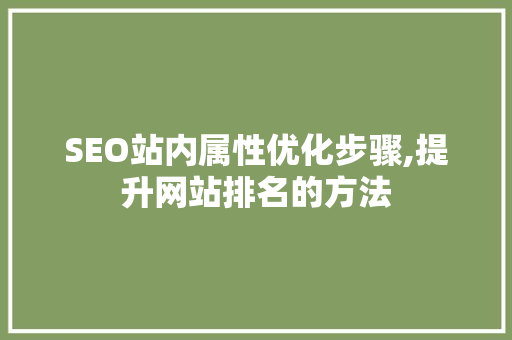 SEO站内属性优化步骤,提升网站排名的方法