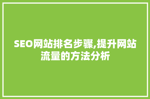 SEO网站排名步骤,提升网站流量的方法分析