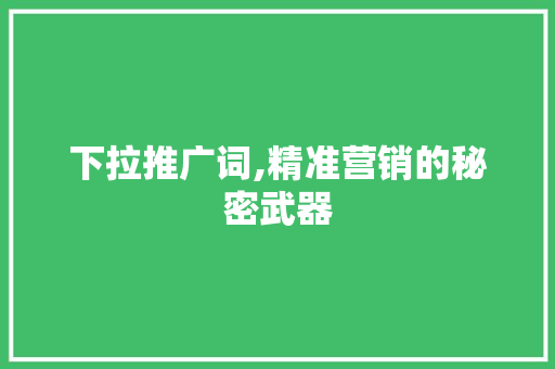 下拉推广词,精准营销的秘密武器