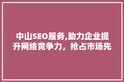 中山SEO服务,助力企业提升网络竞争力，抢占市场先机