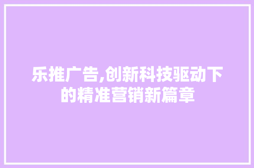 乐推广告,创新科技驱动下的精准营销新篇章