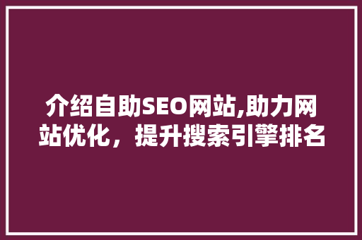 介绍自助SEO网站,助力网站优化，提升搜索引擎排名