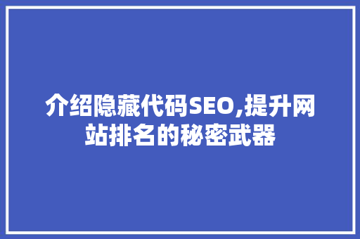 介绍隐藏代码SEO,提升网站排名的秘密武器
