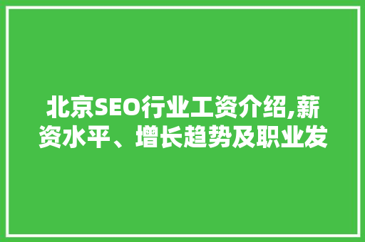 北京SEO行业工资介绍,薪资水平、增长趋势及职业发展前景