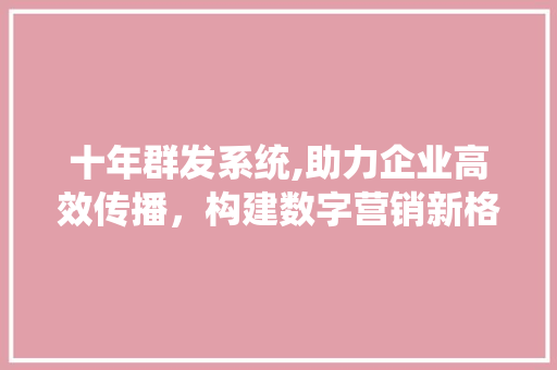 十年群发系统,助力企业高效传播，构建数字营销新格局