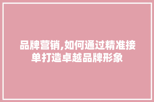 品牌营销,如何通过精准接单打造卓越品牌形象