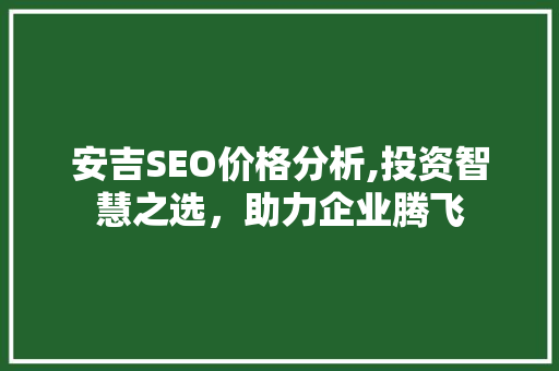 安吉SEO价格分析,投资智慧之选，助力企业腾飞