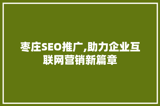枣庄SEO推广,助力企业互联网营销新篇章