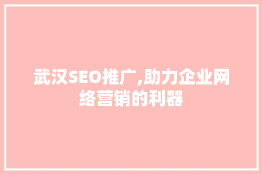 武汉SEO推广,助力企业网络营销的利器