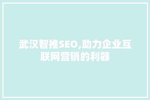 武汉智推SEO,助力企业互联网营销的利器