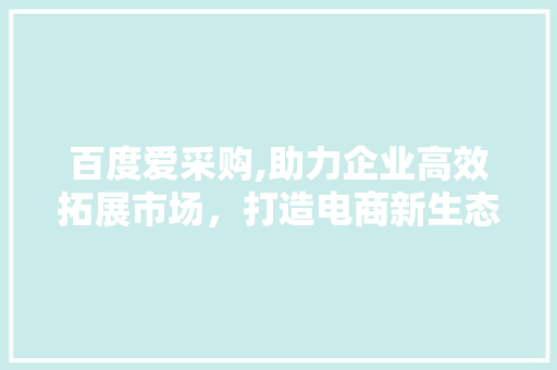 百度爱采购,助力企业高效拓展市场，打造电商新生态
