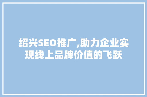 绍兴SEO推广,助力企业实现线上品牌价值的飞跃