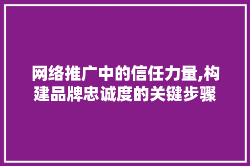 网络推广中的信任力量,构建品牌忠诚度的关键步骤 AI技术学习