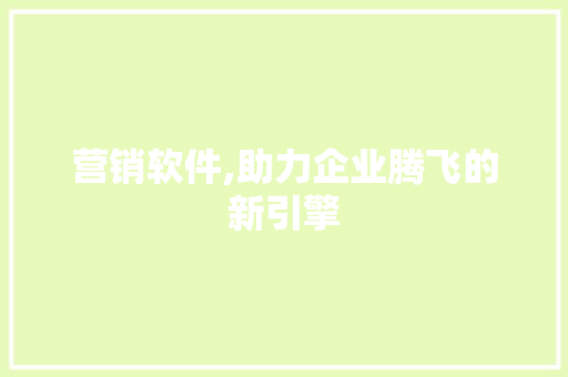 营销软件,助力企业腾飞的新引擎