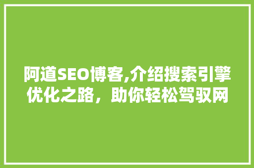 阿道SEO博客,介绍搜索引擎优化之路，助你轻松驾驭网络流量 搜狗优化