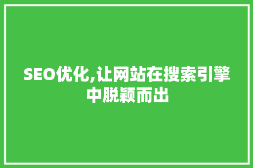 SEO优化,让网站在搜索引擎中脱颖而出