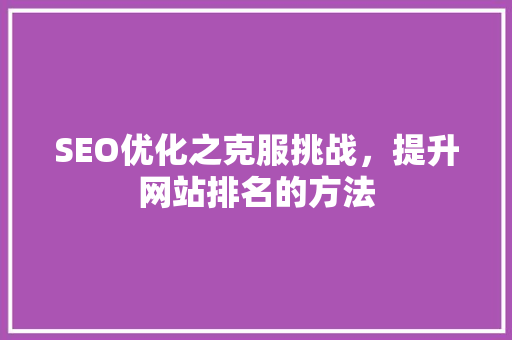 SEO优化之克服挑战，提升网站排名的方法