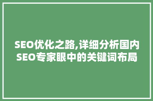 SEO优化之路,详细分析国内SEO专家眼中的关键词布局步骤