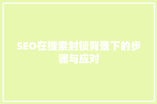 SEO在搜索封锁背景下的步骤与应对