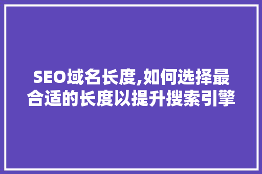 SEO域名长度,如何选择最合适的长度以提升搜索引擎排名