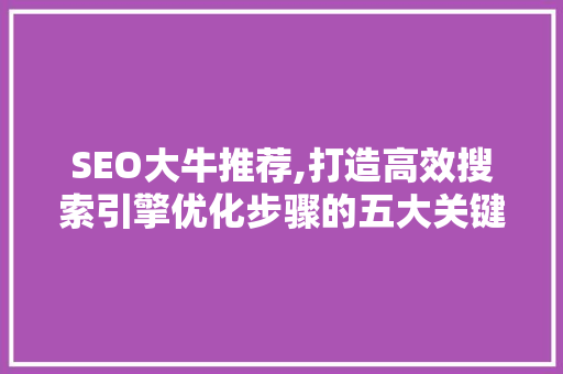 SEO大牛推荐,打造高效搜索引擎优化步骤的五大关键要素 头条优化