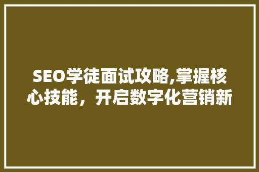 SEO学徒面试攻略,掌握核心技能，开启数字化营销新篇章