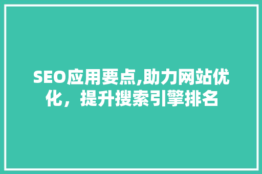 SEO应用要点,助力网站优化，提升搜索引擎排名