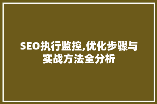 SEO执行监控,优化步骤与实战方法全分析