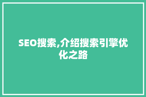 SEO搜索,介绍搜索引擎优化之路 AI技术学习
