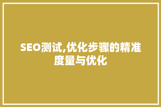 SEO测试,优化步骤的精准度量与优化