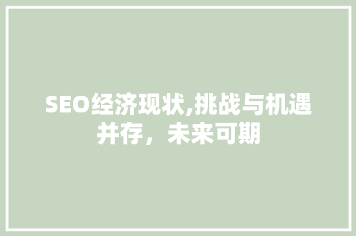SEO经济现状,挑战与机遇并存，未来可期