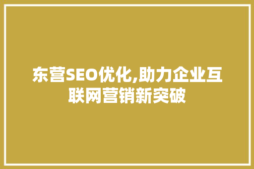 东营SEO优化,助力企业互联网营销新突破