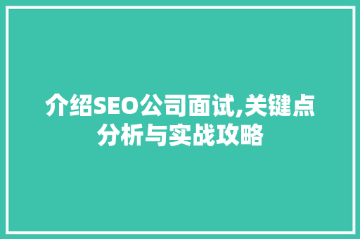介绍SEO公司面试,关键点分析与实战攻略