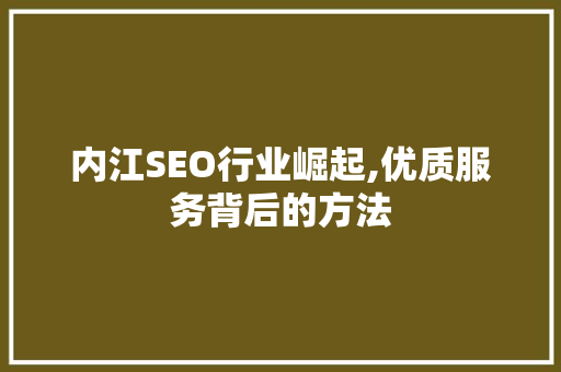 内江SEO行业崛起,优质服务背后的方法