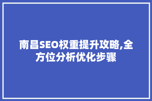 南昌SEO权重提升攻略,全方位分析优化步骤