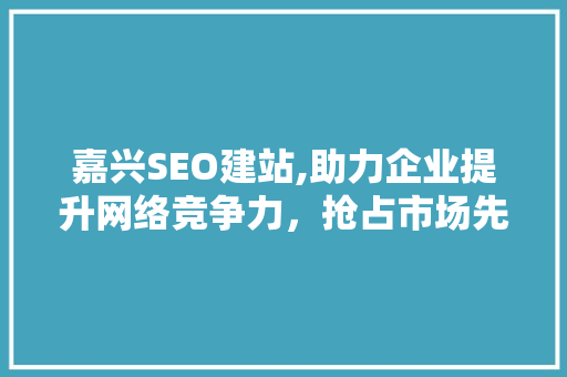 嘉兴SEO建站,助力企业提升网络竞争力，抢占市场先机