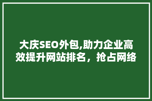 大庆SEO外包,助力企业高效提升网站排名，抢占网络市场先机