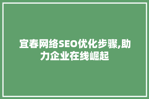 宜春网络SEO优化步骤,助力企业在线崛起