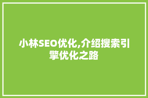 小林SEO优化,介绍搜索引擎优化之路 搜狗优化