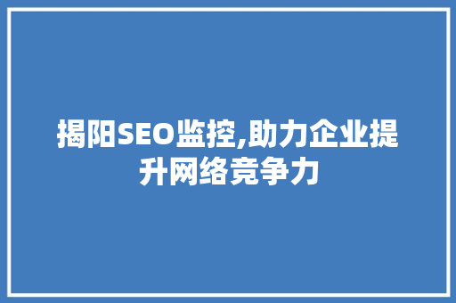 揭阳SEO监控,助力企业提升网络竞争力