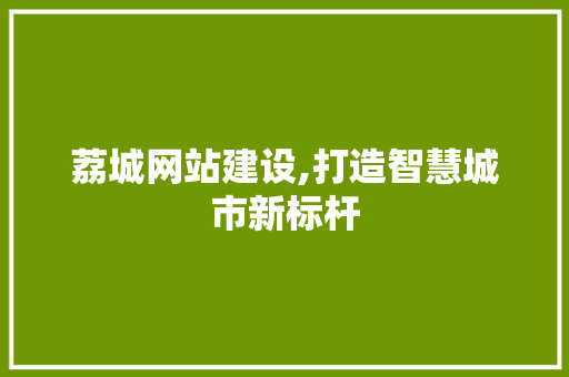 荔城网站建设,打造智慧城市新标杆 网站优化