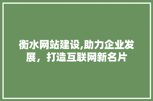 衡水网站建设,助力企业发展，打造互联网新名片 英文谷歌算法
