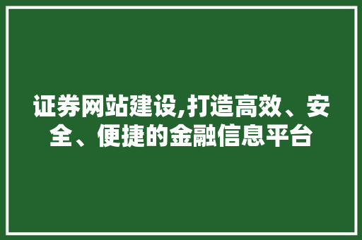 证券网站建设,打造高效、安全、便捷的金融信息平台