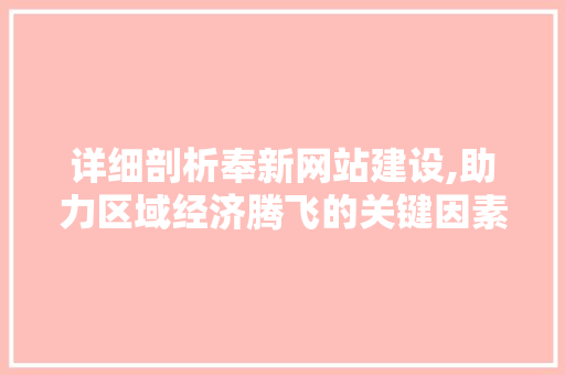 详细剖析奉新网站建设,助力区域经济腾飞的关键因素